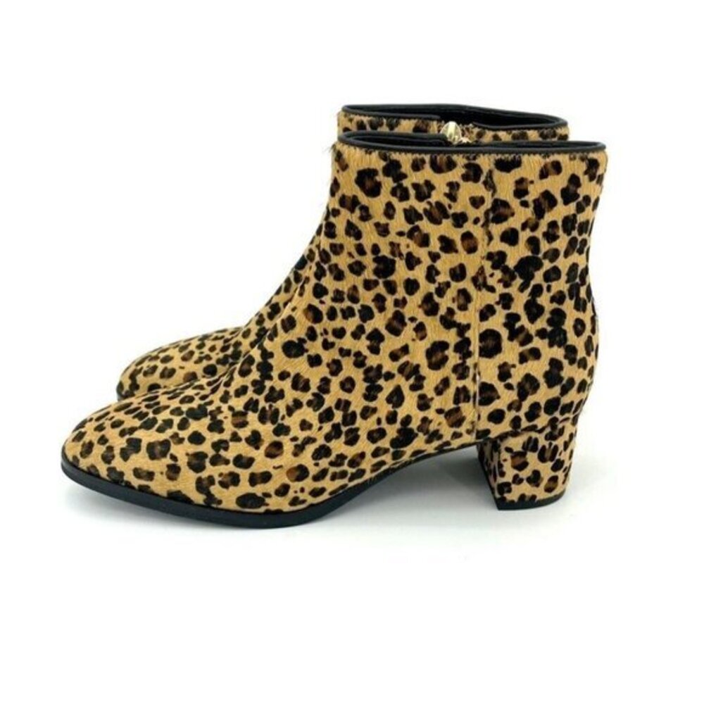 Via Spiga Cheetah Ankle Booties Calf Hair Leather Animal Print Sz 6.5 New
